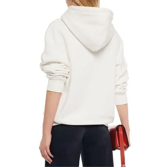Sandro Womens Beaded Application Indie Love Hoodie Size EU 1 / US 2-4 in White - Picture 2 of 10